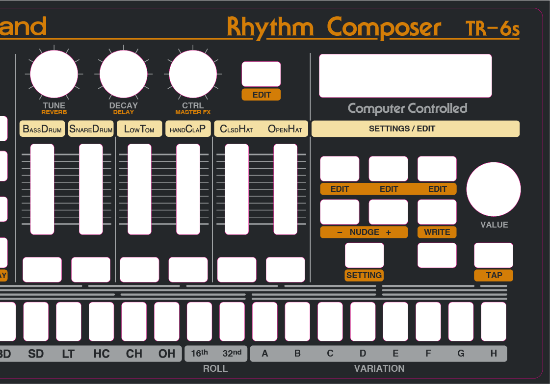 Roland TR-6S: 808 Overlay – SynthGraphics