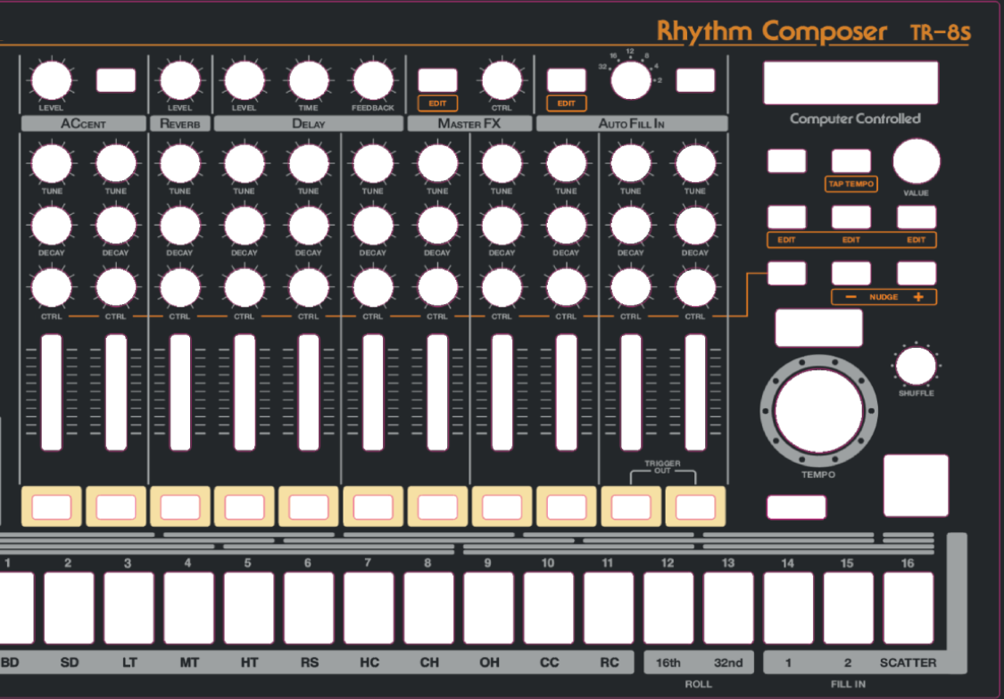 Roland TR-8S: 808 Overlay – SynthGraphics