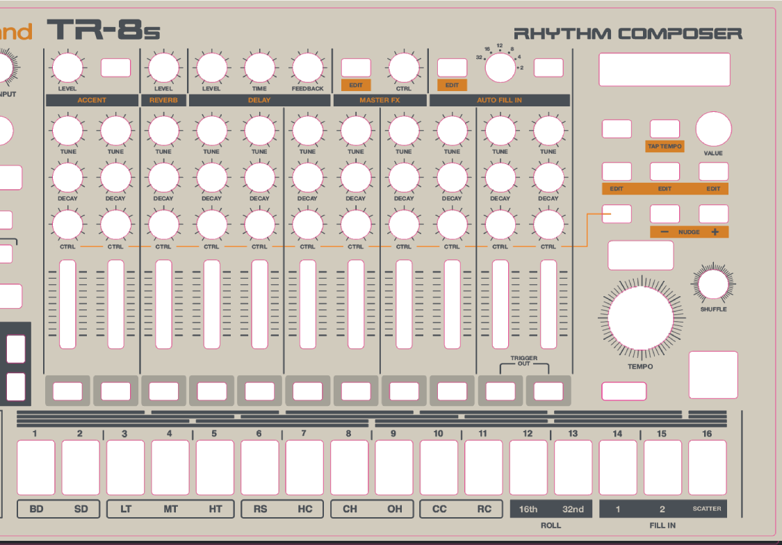 Roland TR-8S: 909 Overlay – SynthGraphics